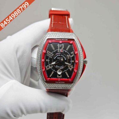 Franck Muller Vanguard Yachting Diamond Case Black Dial Swiss Automatic Watch