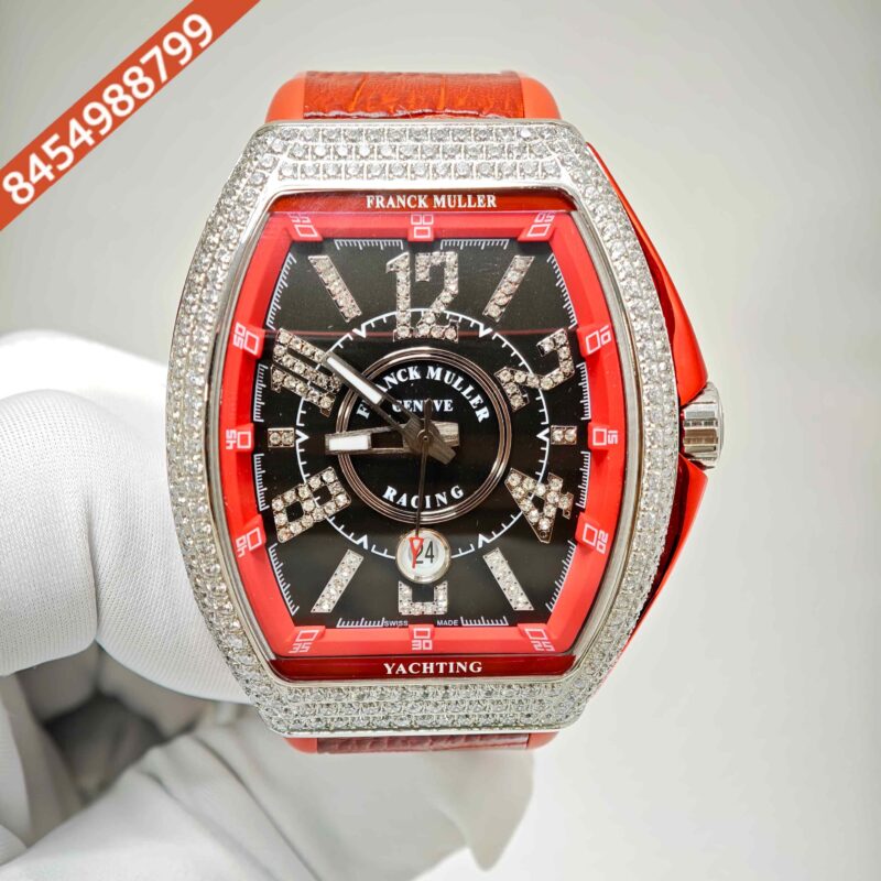 Franck Muller Vanguard Yachting Diamond Case Black Dial Swiss Automatic Watch - Image 4