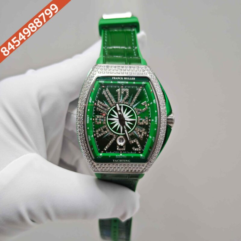 Franck Muller Vanguard Yachting Diamond Case Green Dial Swiss Automatic Watch