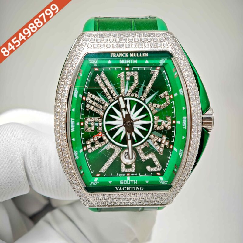 Franck Muller Vanguard Yachting Diamond Case Green Dial Swiss Automatic Watch - Image 4