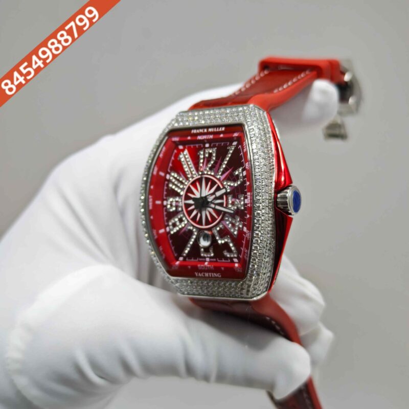 Franck Muller Vanguard Yachting Diamond Case Red Dial Swiss Automatic Watch - Image 2