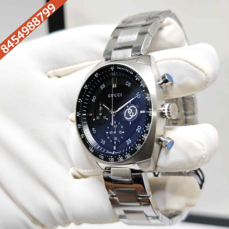 Gucci Interlocking Chronograph Steel Black Dial Swiss Automatic Watch - Image 2