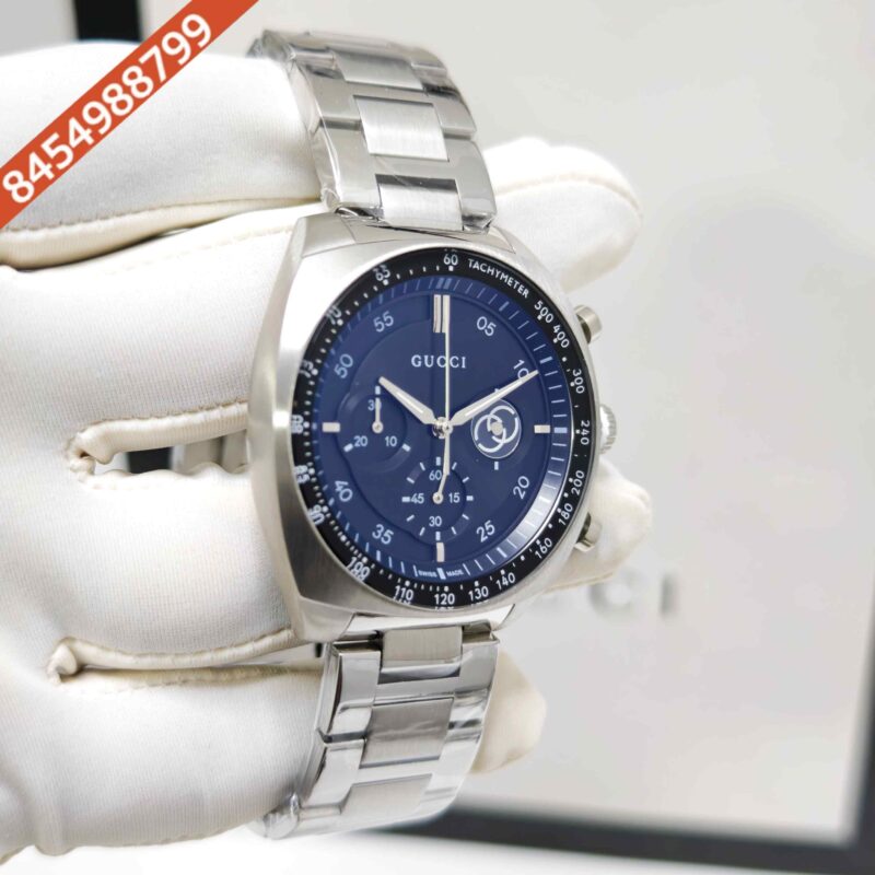 Gucci Interlocking Chronograph Steel Black Dial Swiss Automatic Watch - Image 3