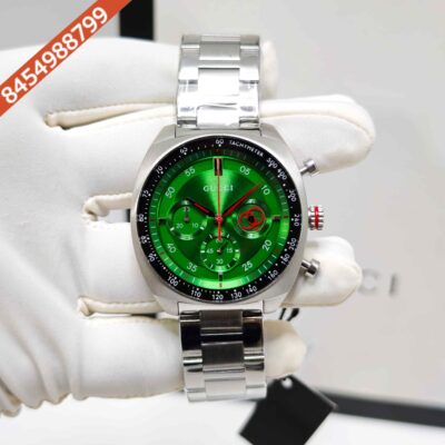 Gucci Interlocking Chronograph Steel Green Dial Swiss Watch