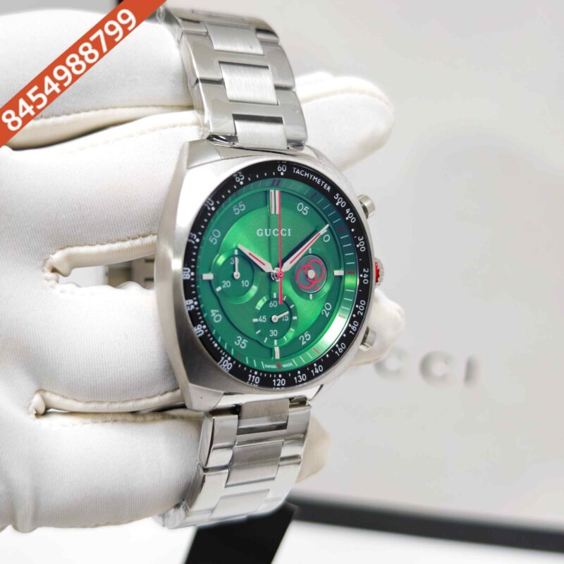 Gucci Interlocking Chronograph Steel Green Dial Swiss Watch - Image 3