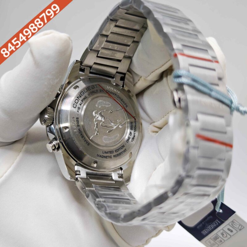 Longines Conquest Blue Chronograph Steel White Dial Blue Bazel Swiss Automatc Watch - Image 4