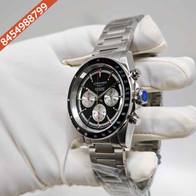 Longines Conquest Chronograph Steel Black Dial Swiss Automatc Watch - Image 2