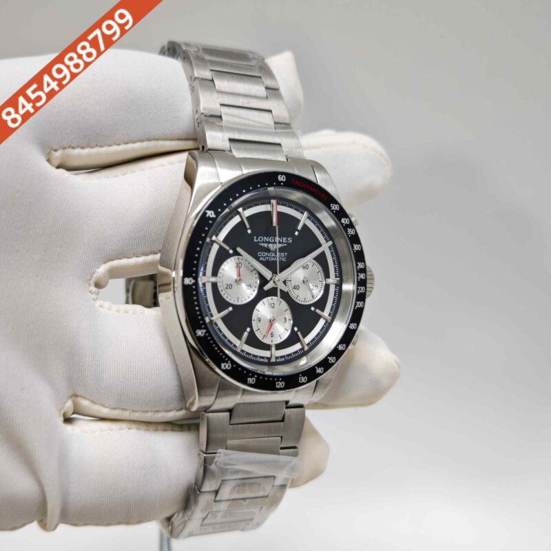 Longines Conquest Chronograph Steel Black Dial Swiss Automatc Watch - Image 3
