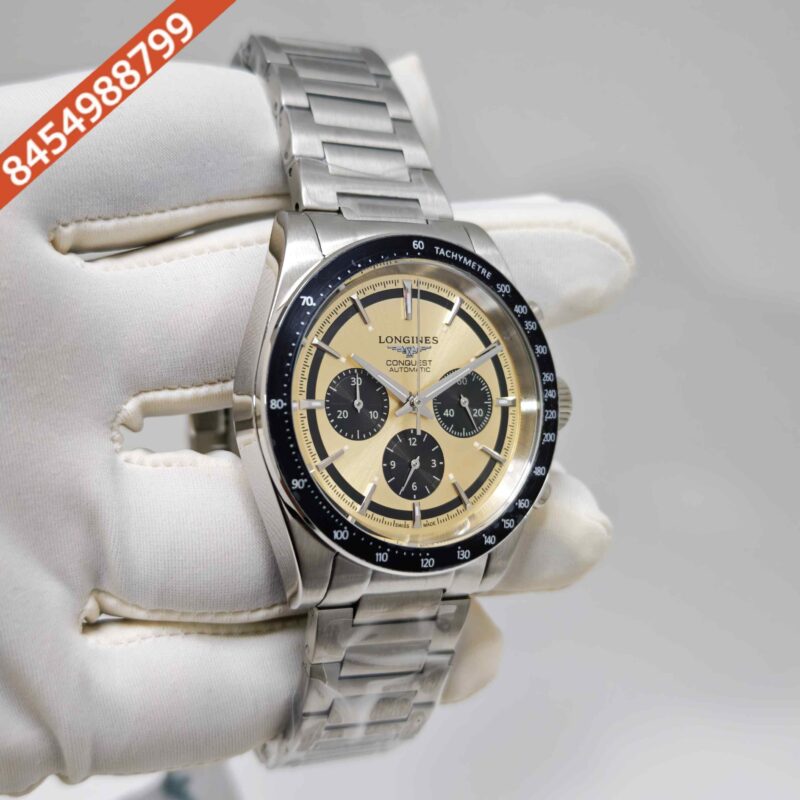 Longines Conquest Chronograph Steel Sunray brown Dial Swiss Automatc Watch - Image 3