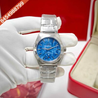 Omega Constellation Co-Axail Meteorite Blue Edition Steel Swiss Semi ETA Automatic Watch