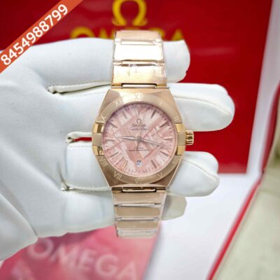 Omega Constellation Co-Axail Meteorite Pink Edition Steel Swiss Semi ETA Automatic Watch