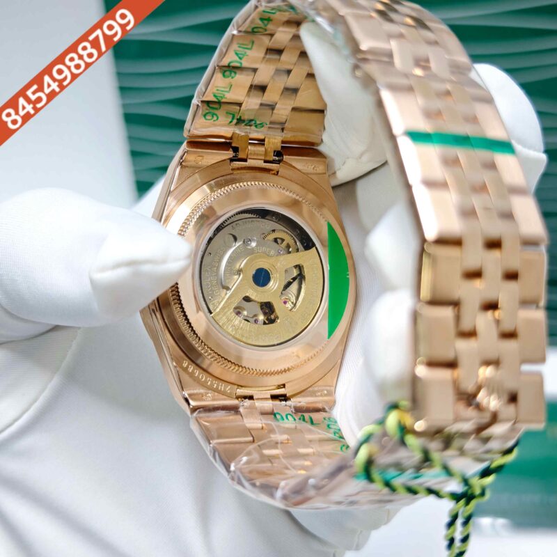 Rolex Oyster Perpetual Land-Dweller Full Rose Gold Diamond Cases White Dial Swiss Automatic Watch - Image 4