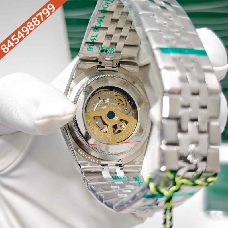 Rolex Oyster Perpetual Land-Dweller Full Silver Diamond Case Tiffeny Blue Dial Swiss Automatic Watch - Image 4