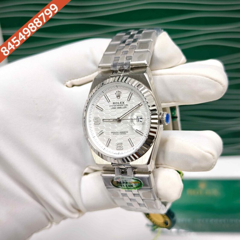 Rolex Oyster Perpetual Land-Dweller Full Silver White Dial Swiss Automatic Watch - Image 2