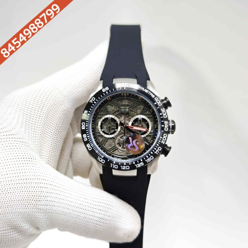 TAG Heuer Carrera x Porsche 963 Racing Chronograph Steel Black Skeleton Dial Rubber Strap Swiss Watch