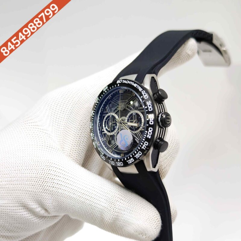 TAG Heuer Carrera x Porsche 963 Racing Chronograph Steel Black Skeleton Dial Rubber Strap Swiss Watch - Image 2
