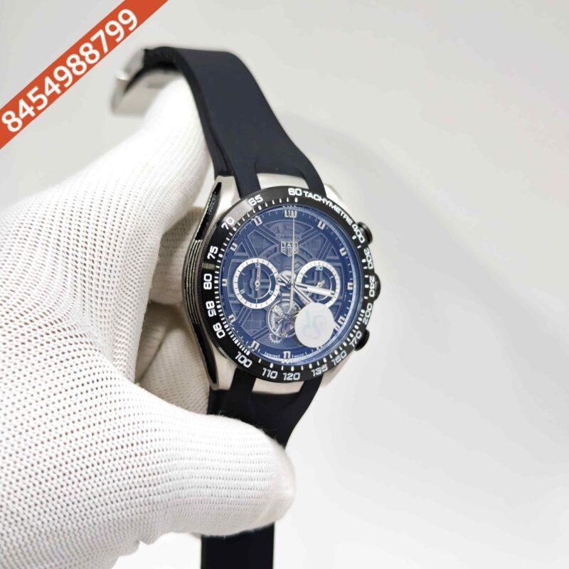 TAG Heuer Carrera x Porsche 963 Racing Chronograph Steel Black Skeleton Dial Rubber Strap Swiss Watch - Image 3