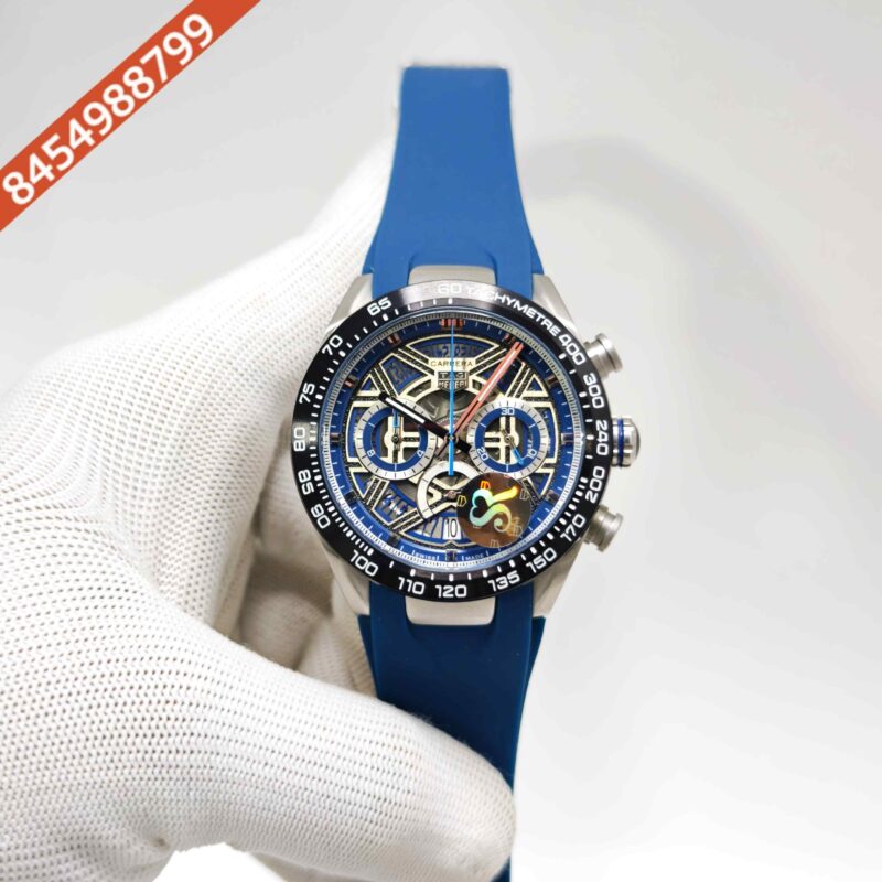 TAG Heuer Carrera X Porsche 963 Racing Chronograph Steel Blue Skeleton Dial Rubber Strap Swiss Automatic Watch