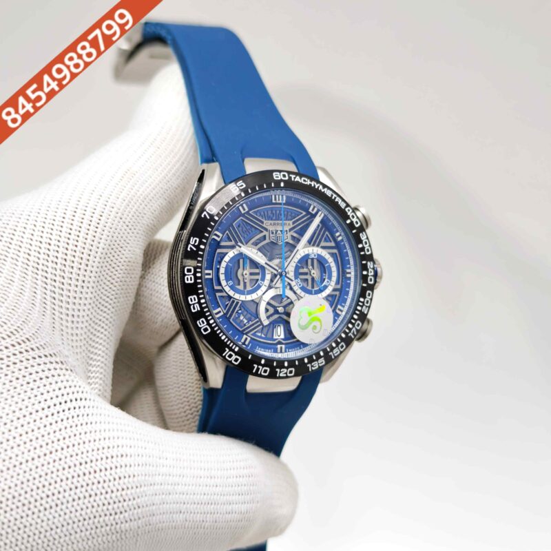 TAG Heuer Carrera X Porsche 963 Racing Chronograph Steel Blue Skeleton Dial Rubber Strap Swiss Automatic Watch - Image 3