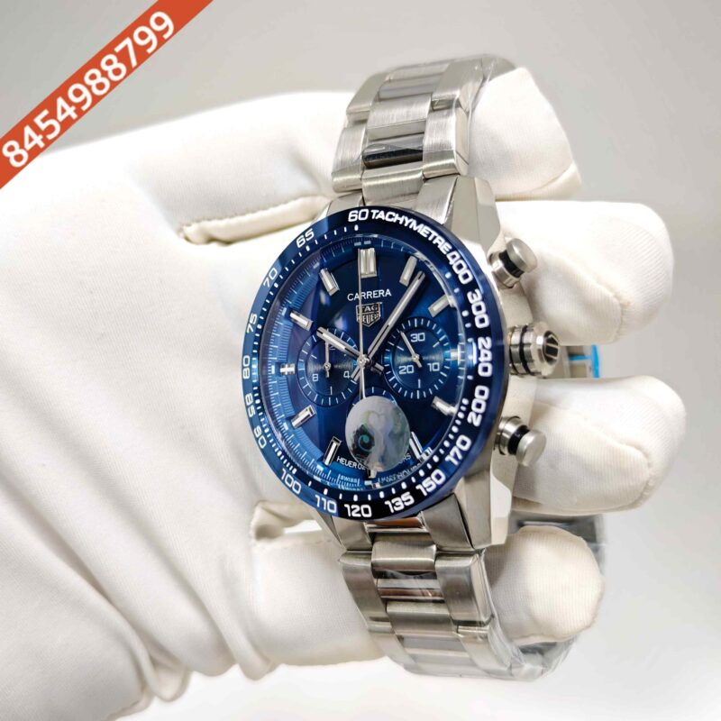 Tag Heuer Carrera Sport Steel Chronograph Blue Dial Swiss Watch - Image 2