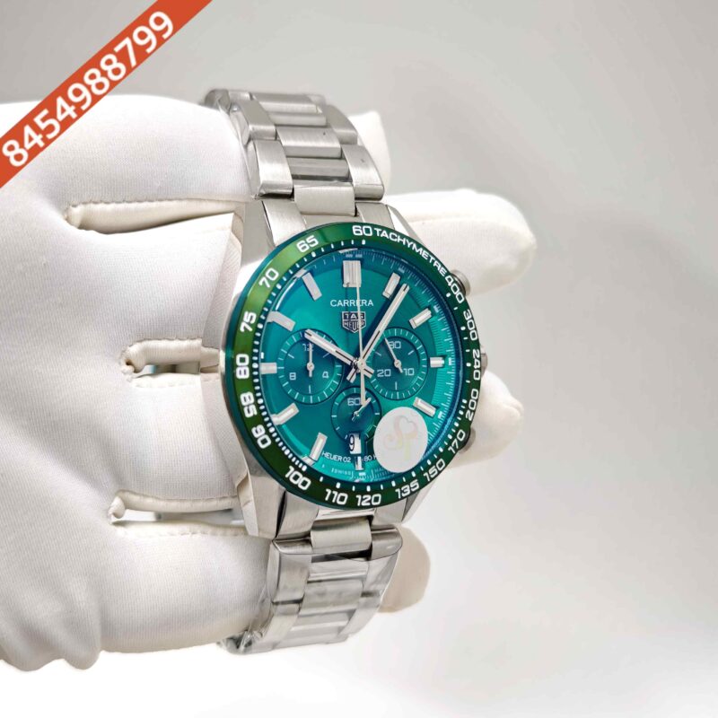 Tag Heuer Carrera Sport Steel Chronograph Tiffeny Green Dial Swiss Watch - Image 3