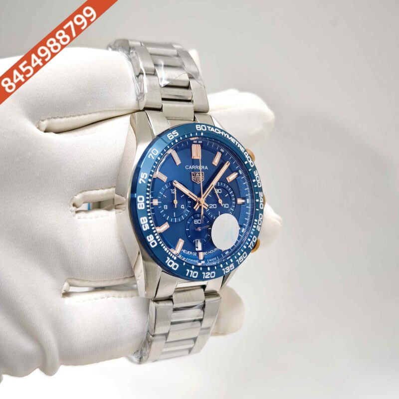 Tag Heuer Carrera Sport Steel Gold Button Chronograph Green Dial Swiss Watch - Image 3
