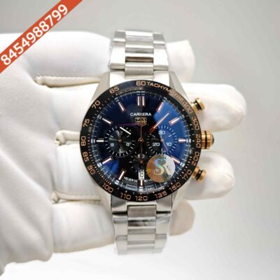 Tag Heuer Carrera Sport Steel Gold Case Chronograph Black Dial Swiss Watch