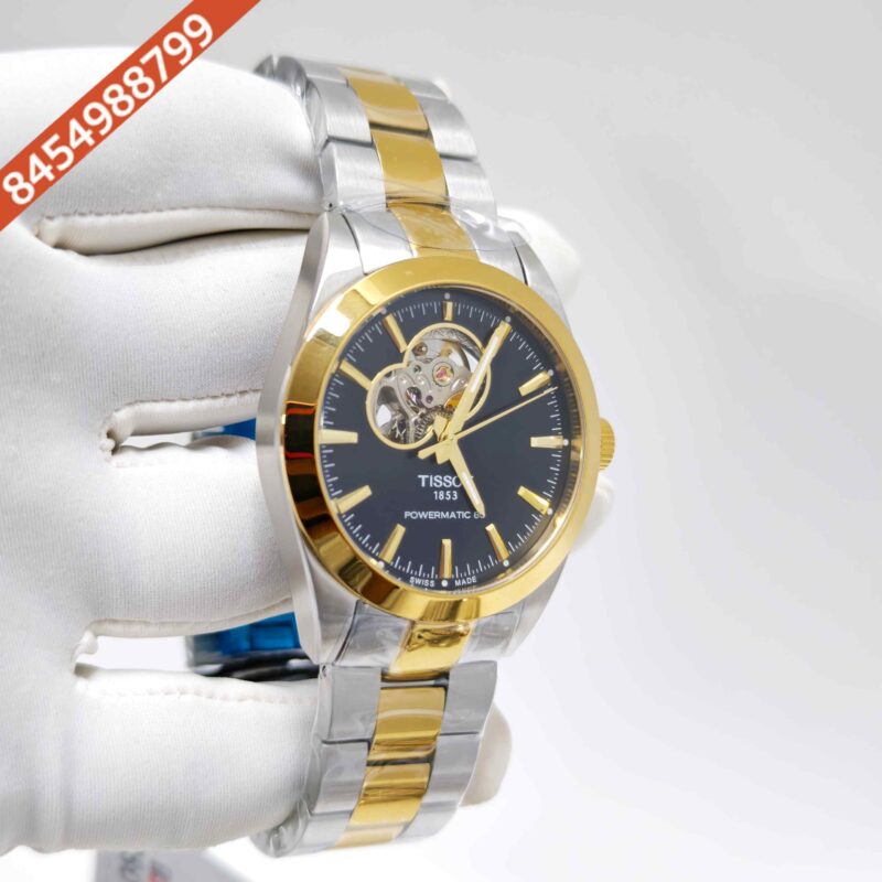 Tissot Gentleman Powermatic 80 Open Heart Dual Tone Black Dial Swiss Automatic Watch - Image 3