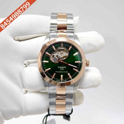 Tissot Gentleman Powermatic 80 Open Heart Dual Tone Green Dial Swiss Automatic Watch