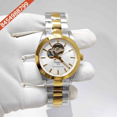 Tissot Gentleman Powermatic 80 Open Heart Dual Tone White Dial Swiss Automatic Watch