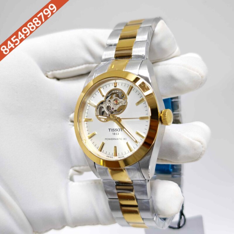 Tissot Gentleman Powermatic 80 Open Heart Dual Tone White Dial Swiss Automatic Watch - Image 2
