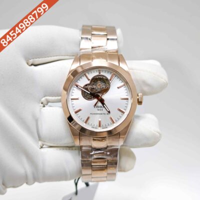 Tissot Gentleman Powermatic 80 Open Heart Full Rose Gold White Dial Swiss Automatic Watch