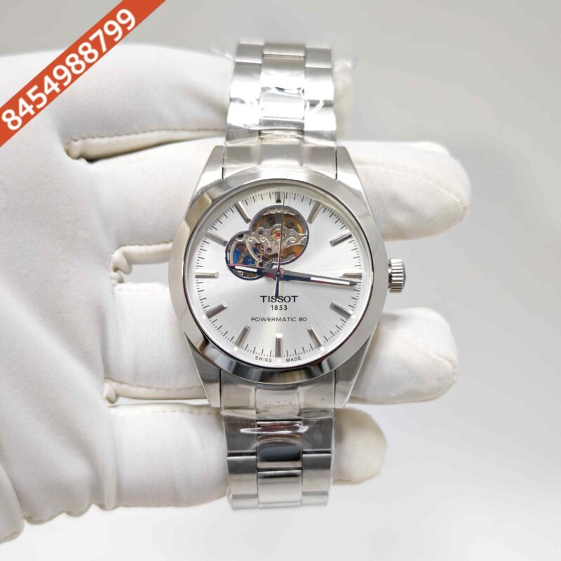 Tissot Gentleman Powermatic 80 Open Heart Steel White Dial Swiss Automatic Watch