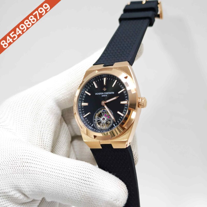 Vacheron Constantin Overseas 6000V Tourbillon Rose Gold Full Black Dial Rubber Strap Swiss Automatic Watch - Image 2
