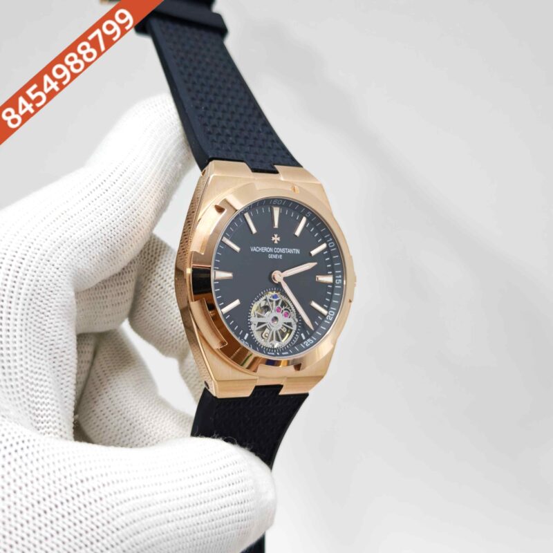Vacheron Constantin Overseas 6000V Tourbillon Rose Gold Full Black Dial Rubber Strap Swiss Automatic Watch - Image 3