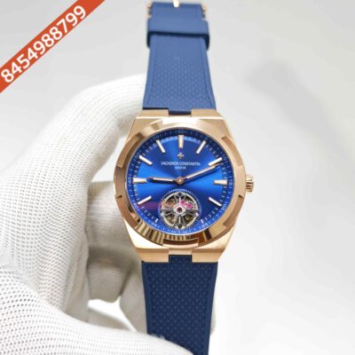 Vacheron Constantin Overseas 6000V Tourbillon Rose Gold Full Blue Dial Rubber Strap Swiss Automatic Watch
