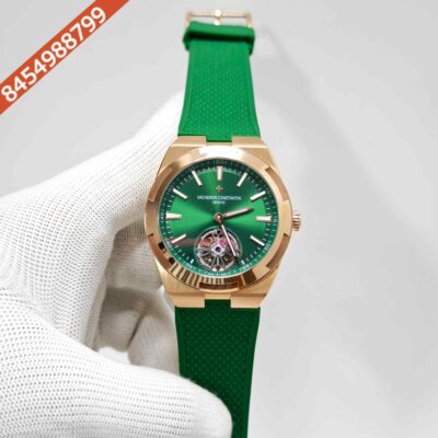 Vacheron Constantin Overseas 6000V Tourbillon Rose Gold Full Green Dial Rubber Strap Swiss Automatic Watch