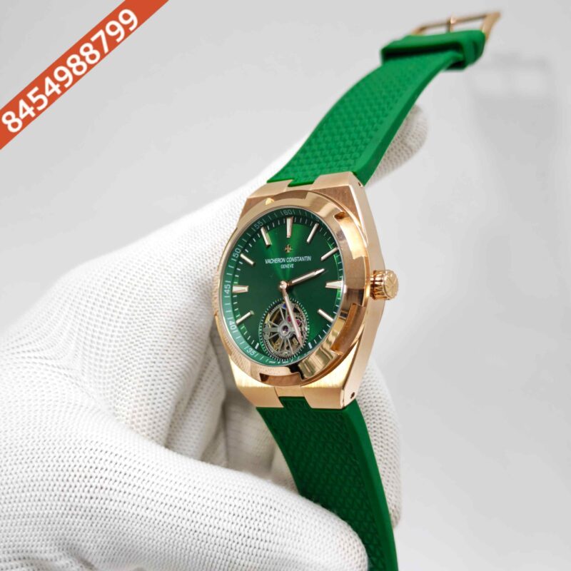 Vacheron Constantin Overseas 6000V Tourbillon Rose Gold Full Green Dial Rubber Strap Swiss Automatic Watch - Image 2