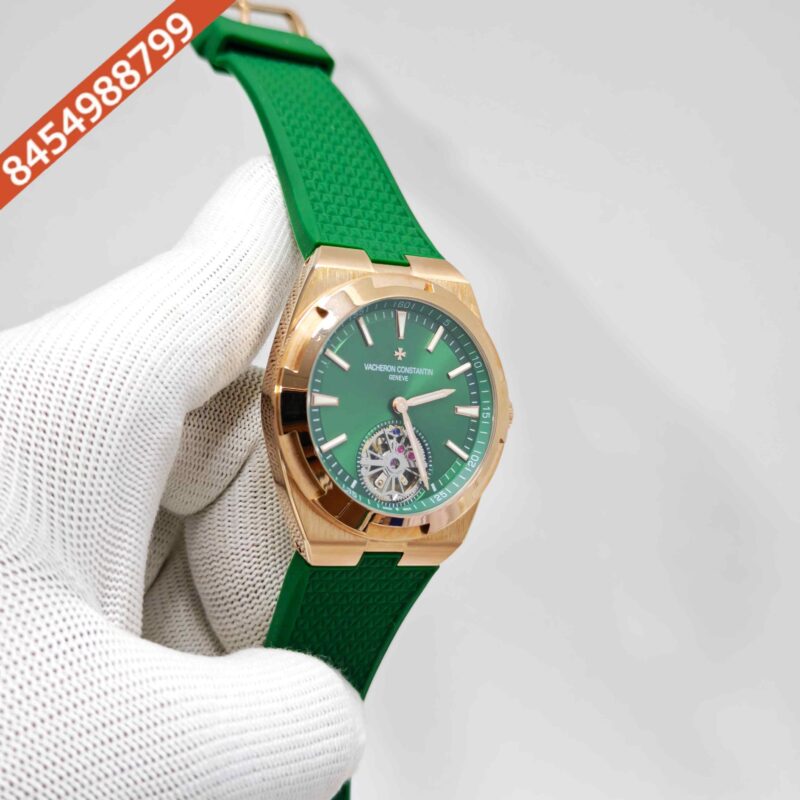 Vacheron Constantin Overseas 6000V Tourbillon Rose Gold Full Green Dial Rubber Strap Swiss Automatic Watch - Image 3